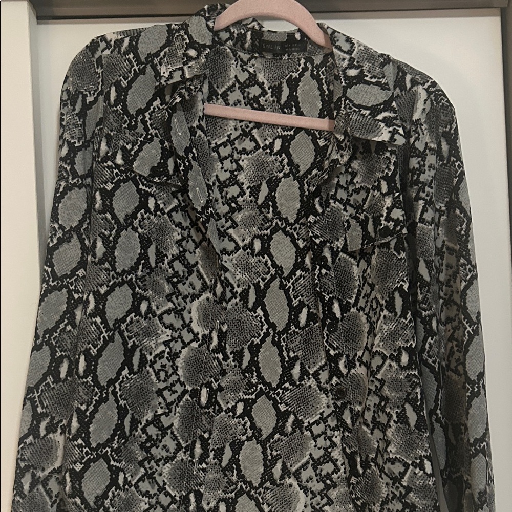 SHEIN Snake Print Blouse in Black and Gray